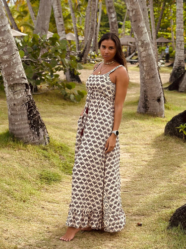 Vestido Largo Block Print